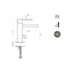 Miscelatore lavabo monocomando RubiFlux Square Mud con piletta di scarico click-clack - Grigio Fango