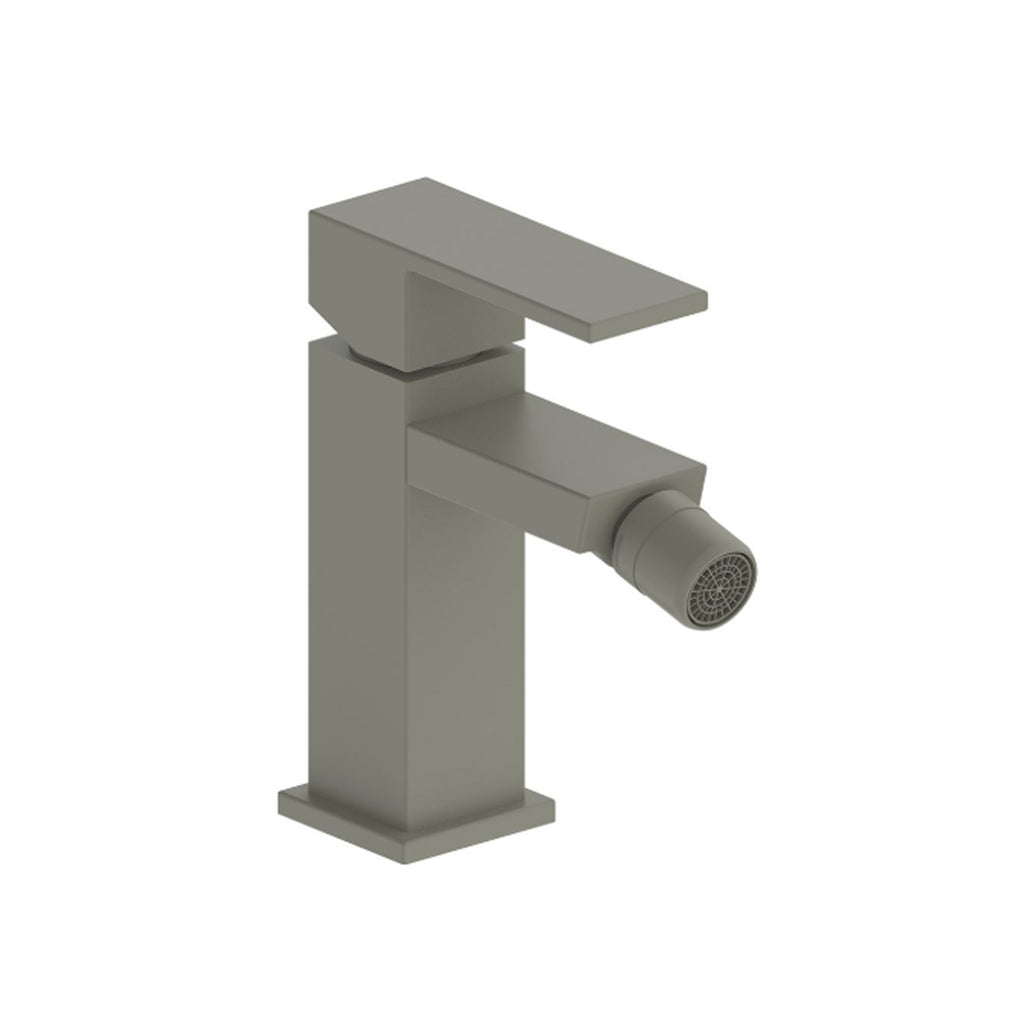 Miscelatore bidet monocomando RubiFlux Square Mud con piletta di scarico click-clack - Grigio Fango