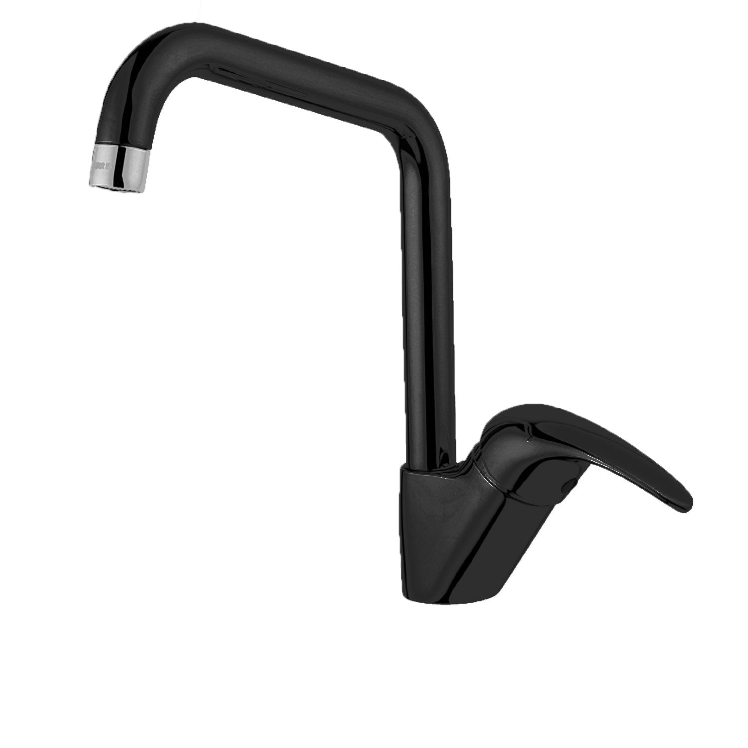 Miscelatore monocomando lavello nero lucido con canna alta  serie Nettuno Due Paffoni