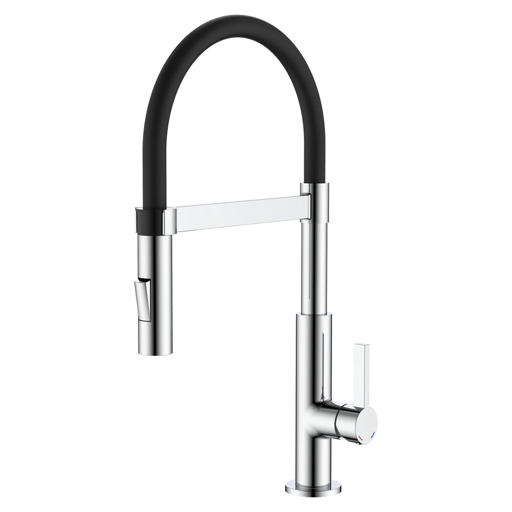 Miscelatore cucina con canna flessibile in silicone nero con attacco magnetico Mixlav