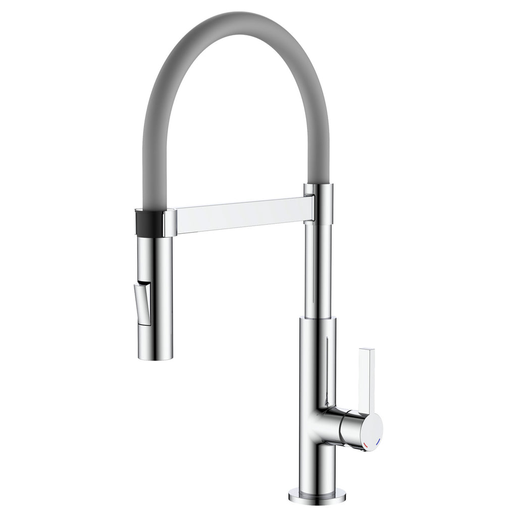 Miscelatore cucina con canna flessibile in silicone grigio con attacco magnetico Mixlav