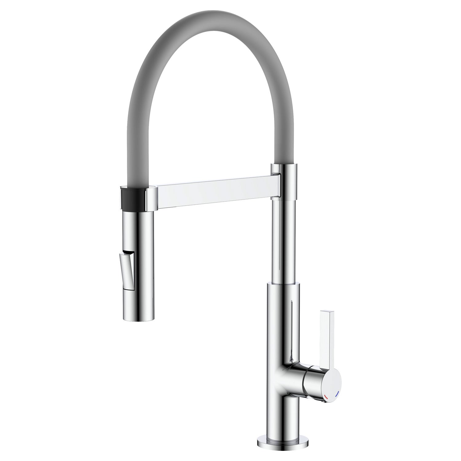 Miscelatore cucina con canna flessibile in silicone grigio con attacco magnetico Mixlav