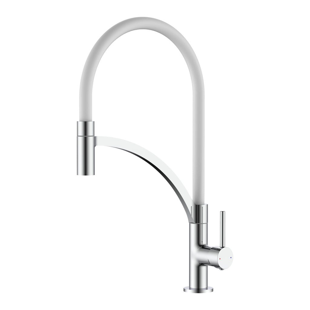 Miscelatore cucina 1 getto con canna flessibile in silicone bianco Mixlav