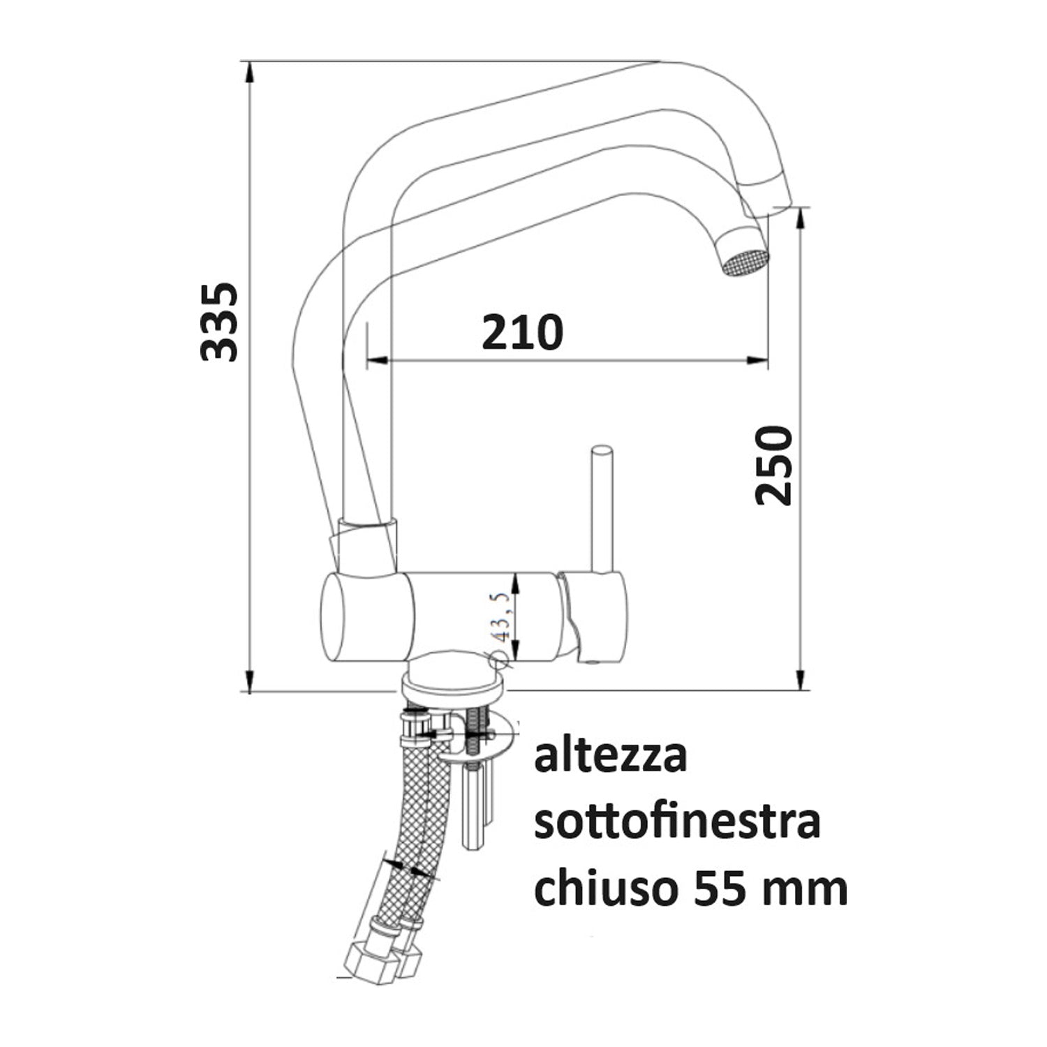 Miscelatore cucina con canna abbattibile nichel spazzolato Mixlav