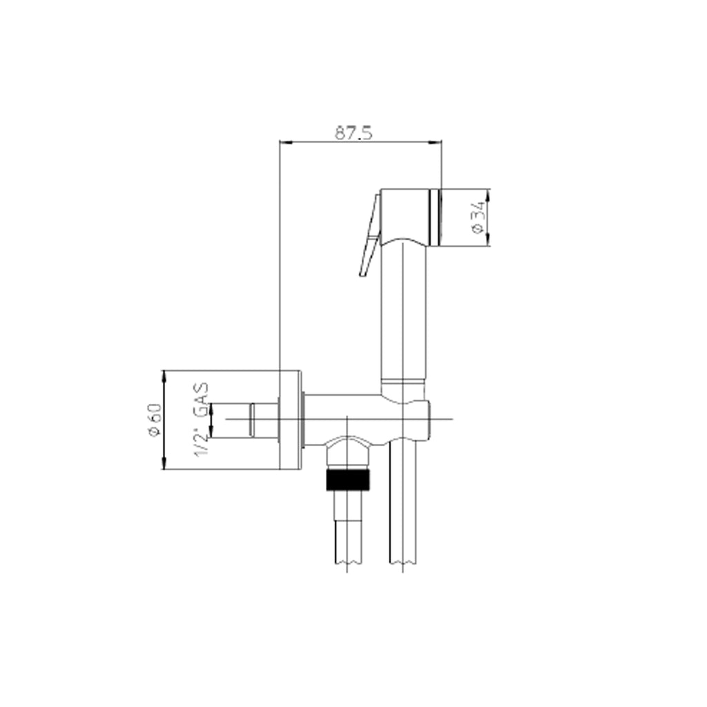Idrogetto Paloma di Bossini con flessibile 80 cm e supporto con arresto acqua da Â½ M
