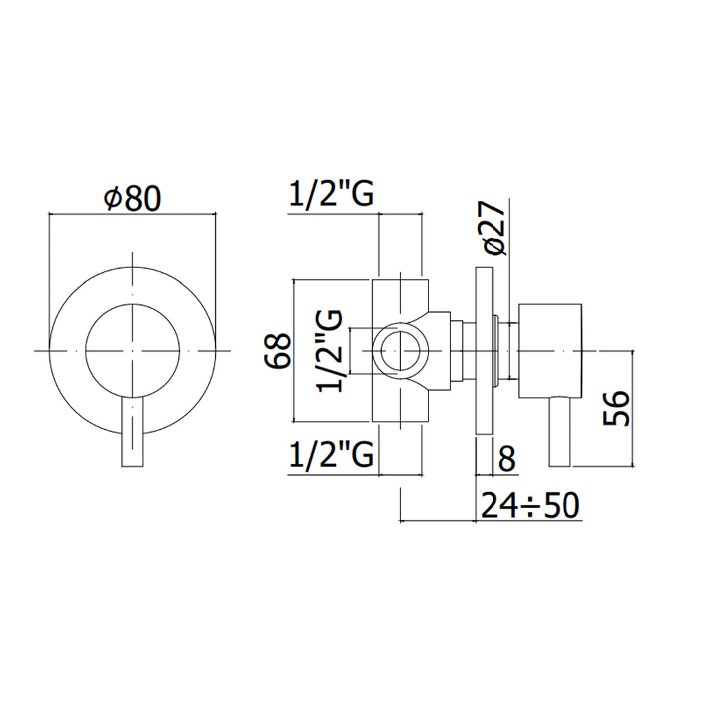 Deviatore incasso Minimal a 2 entrate e 2 uscite Paffoni in ottone cromato