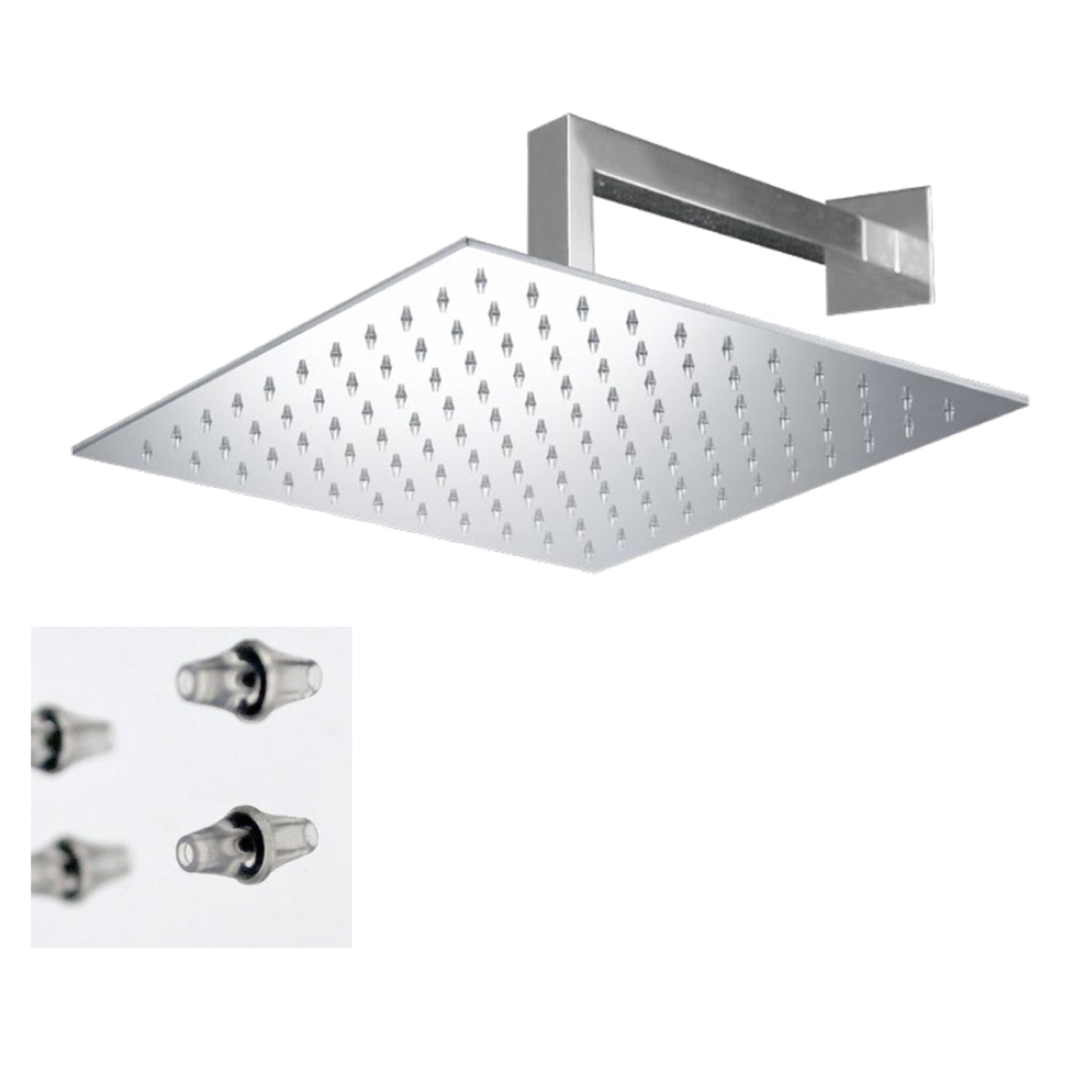 Kit doccia completo con soffione a pioggia e cascata in acciaio inox cromato Keller Taps