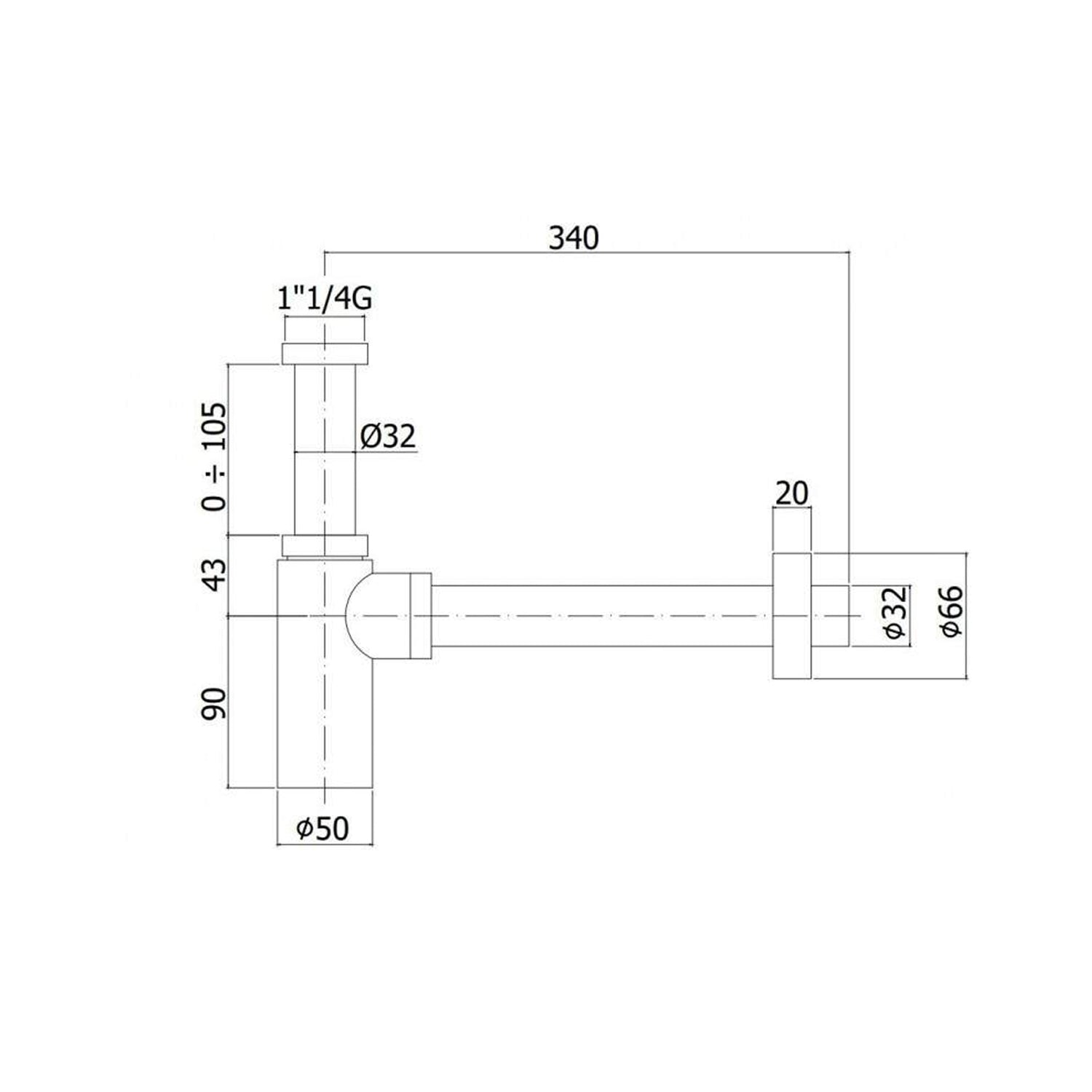 Sifone di scarico lavabo design tondo Paffoni - Steel Looking