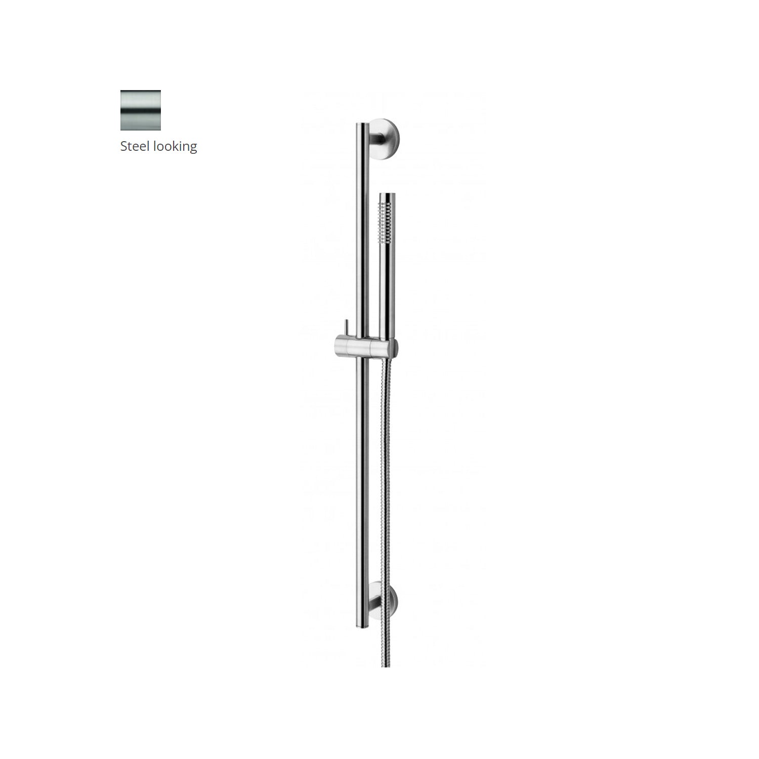 Saliscendi doccia Life con doccia Tonda in metallo - Steel looking