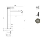 Miscelatore lavabo monocomando alto RubiFlux York Mud con piletta di scarico click-clack - Grigio Fango