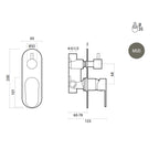 Miscelatore ad incasso rotondo per doccia con deviatore 2 vie RubiFlux Roller Mud - Grigio Fango