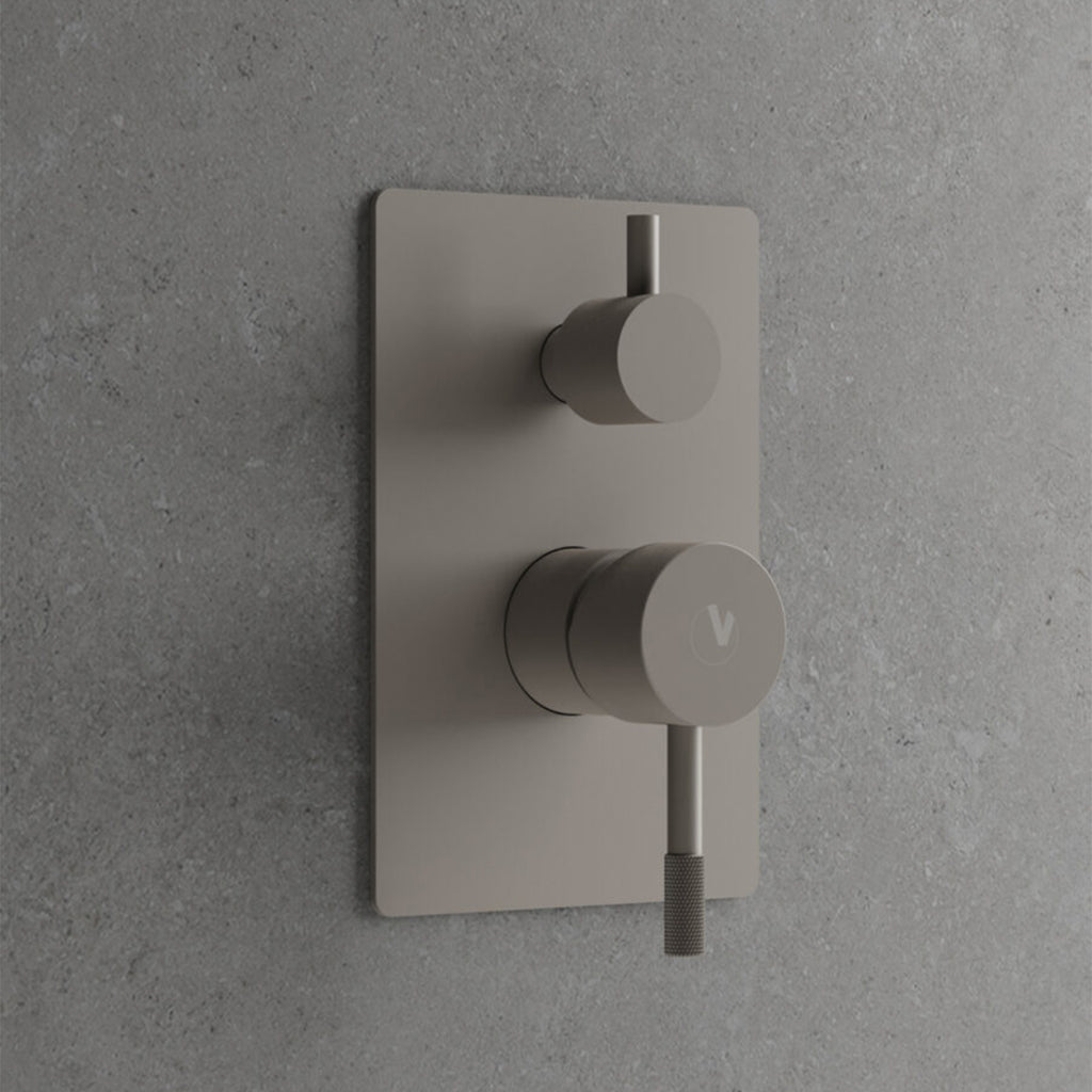 Miscelatore ad incasso per doccia con deviatore 2 vie RubiFlux Tennis Mud - Grigio Fango