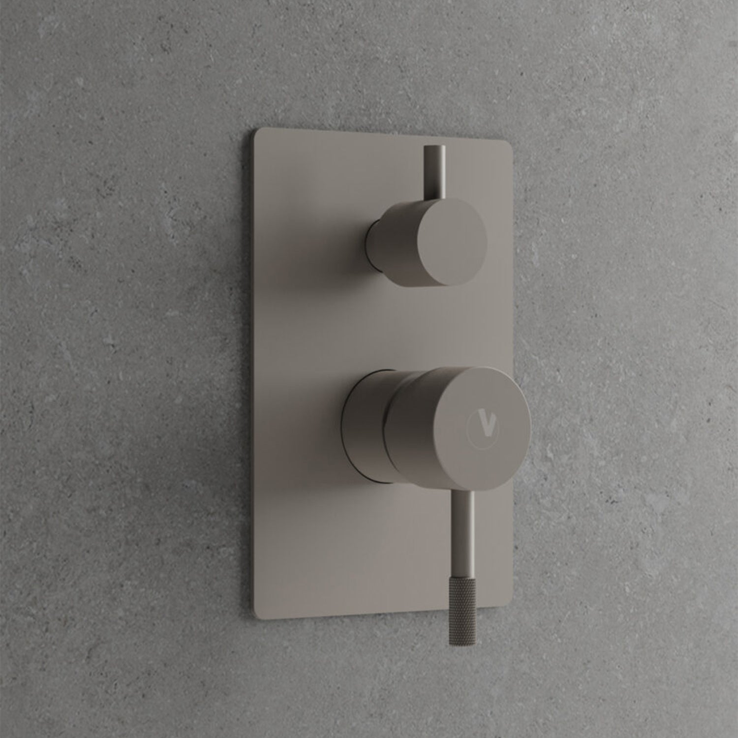 Miscelatore ad incasso per doccia con deviatore 2 vie RubiFlux Tennis Mud - Grigio Fango