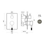 Miscelatore ad incasso per doccia con deviatore 2 vie RubiFlux Tennis Mud - Grigio Fango