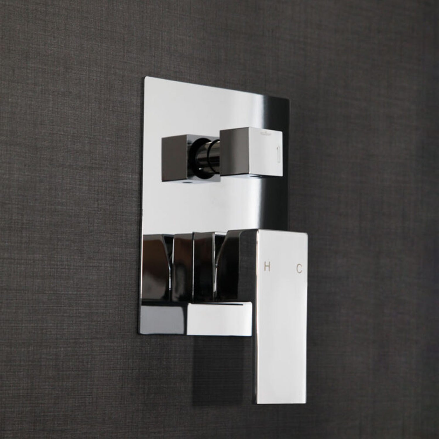 Miscelatore ad incasso quadro per doccia con deviatore 2 vie RubiFlux Square Mud - Grigio Fango