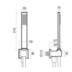Kit doccia quadrato in ottone RubiFlux Square con supporto e flessibile 150 cm - Grigio Fango