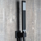 Kit doccia quadrato in ottone RubiFlux Square con supporto e flessibile 150 cm - Grigio Fango