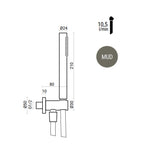 Kit doccia rotondo in ottone RubiFlux Roller con supporto e flessibile 150 cm - Grigio Fango