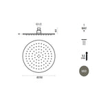 Soffione doccia rotondo Ã¸ 25 cm RubiFlux con getti anticalcare in silicone - Grigio Fango
