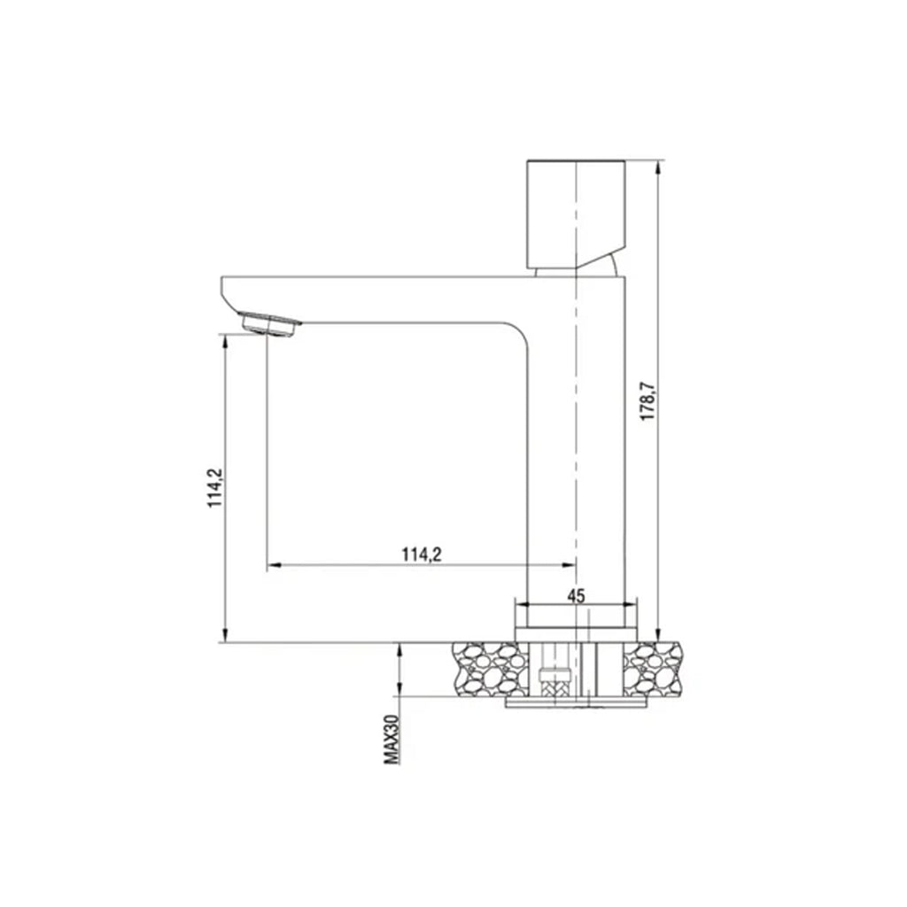 Kit miscelatore lavabo + bidet + doccia a una sola via RubiFlux serie Lilium Modello Grey con piletta clic-clac - Nickel spazzolato