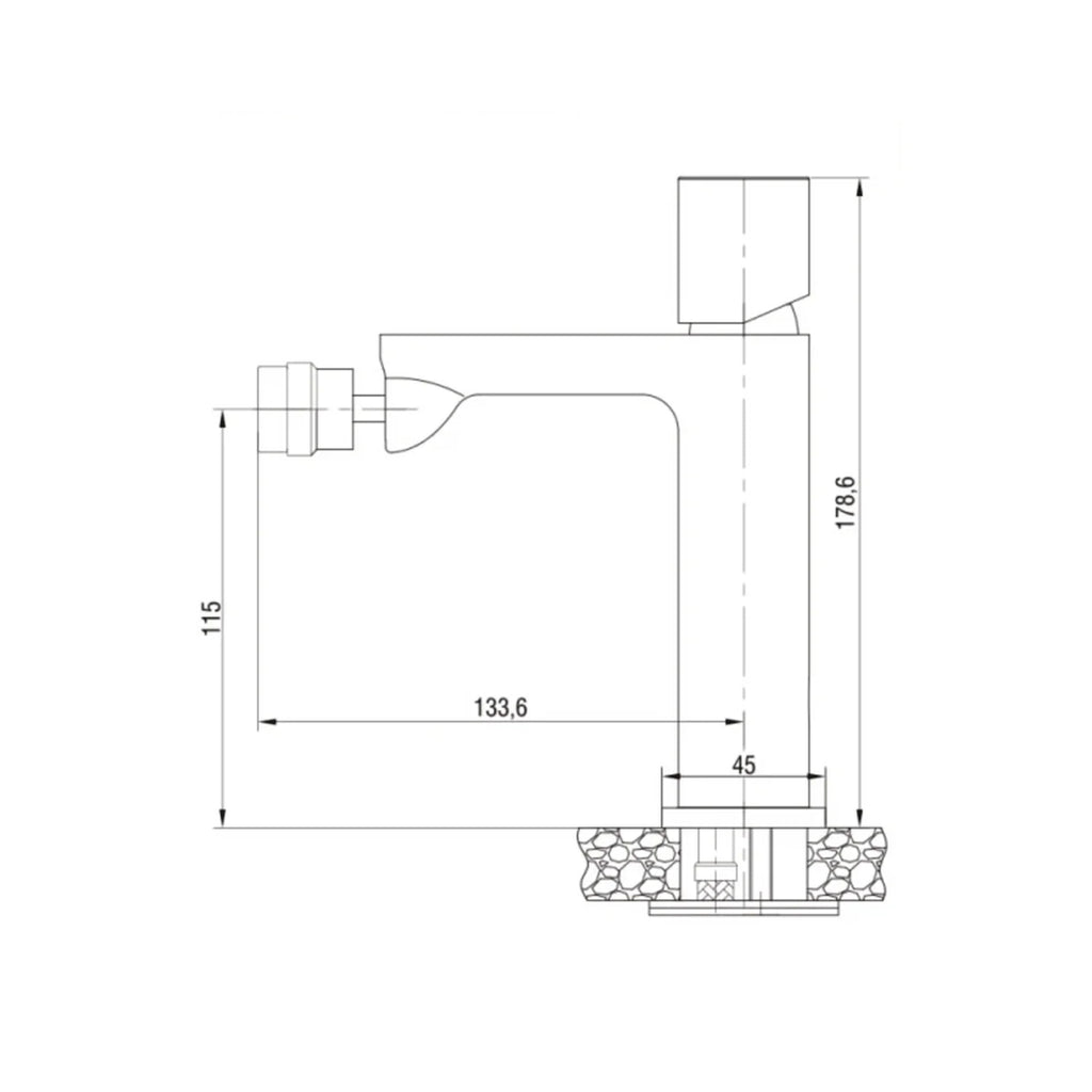 Kit miscelatore lavabo + bidet + doccia a una sola via RubiFlux serie Lilium Modello Grey con piletta clic-clac - Nickel spazzolato