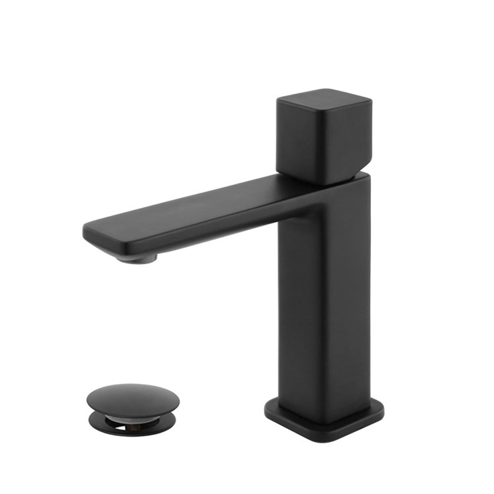 Kit miscelatore lavabo alto + bidet + doccia a due vie RubiFlux serie Lilium Modello Black con piletta clic-clac - Nero Opaco