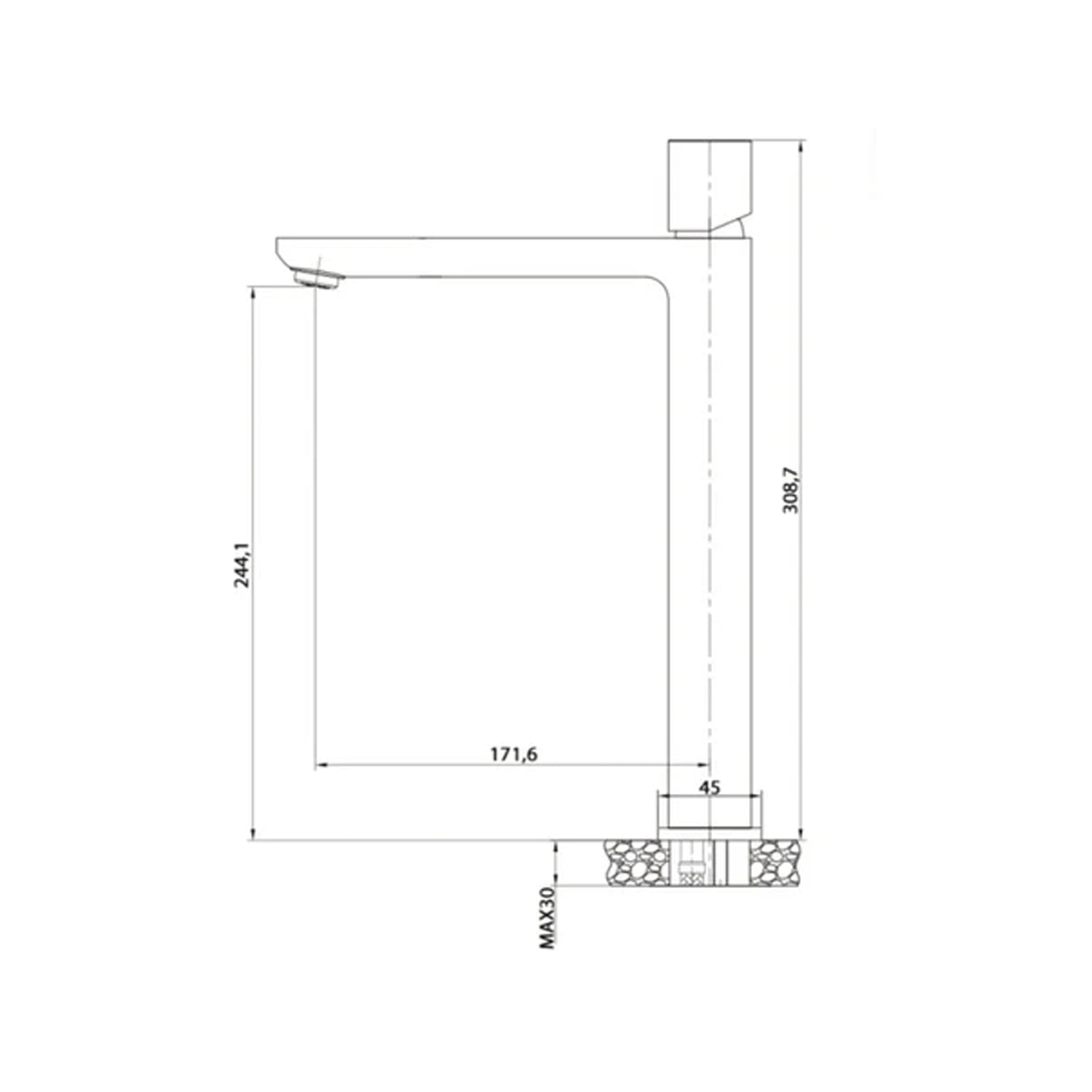 Miscelatore lavabo alto monocomando Ottone Serie Lilium Modello Chrome Rubiflux - Cromato Lucido