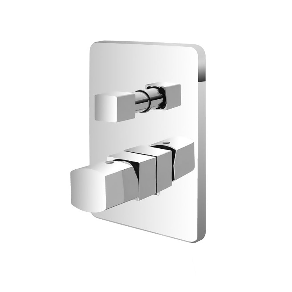 Kit miscelatore lavabo alto + bidet + doccia a due vie RubiFlux serie Lilium Modello Chrome con piletta clic-clac in acciaio inox - Cromato lucido