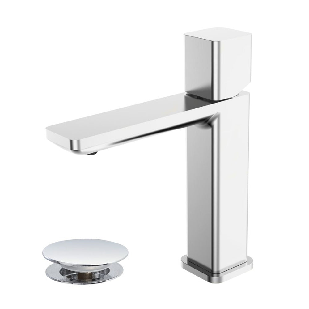 Kit miscelatore lavabo + bidet RubiFlux serie Lilium Modello Chrome con piletta clic-clac in acciaio inox - Cromato lucido