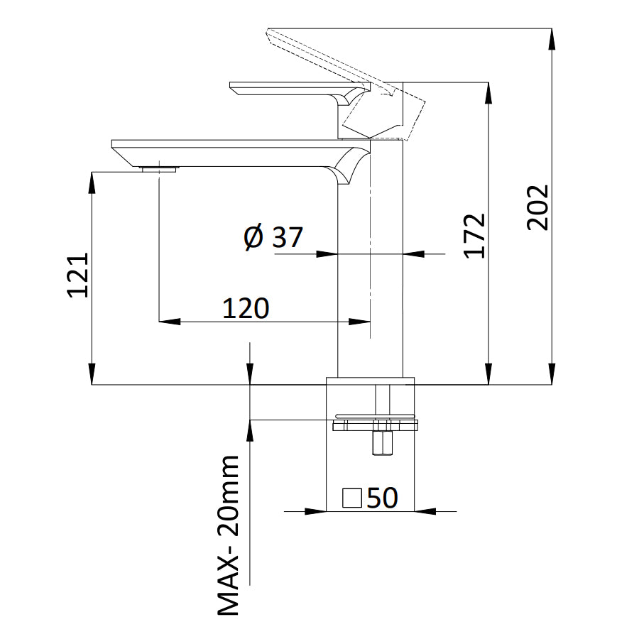 Miscelatore monocomando lavabo Rubinetterie Mariani linea Avenue con scarico