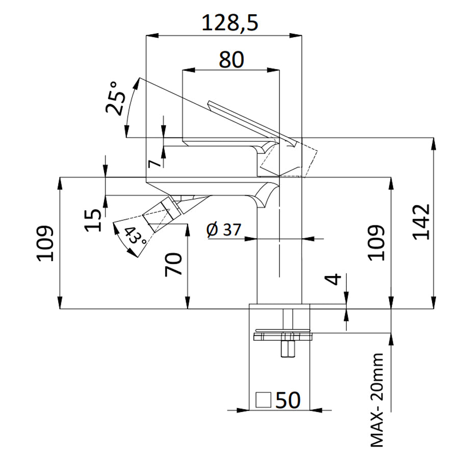 Miscelatore monocomando bidet Rubinetterie Mariani linea Avenue con scarico