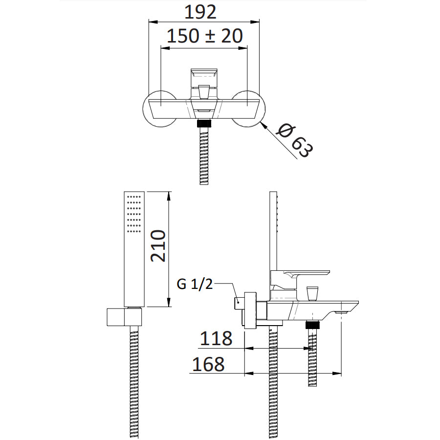 Miscelatore monocomando vasca con kit doccia Rubinetterie Mariani linea Avenue