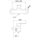 Miscelatore monocomando doccia esterno senza accessori Rubinetterie Mariani linea Avenue