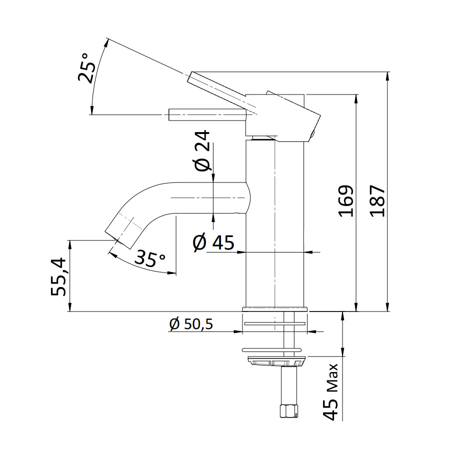 Miscelatore monocomando lavabo Rubinetterie Mariani linea Next con scarico