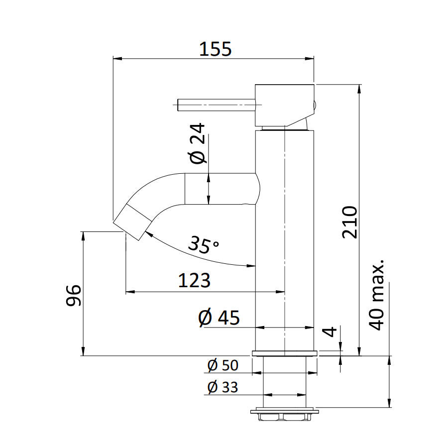 Miscelatore monocomando lavabo Rubinetterie Mariani linea Next MAGNUM con scarico