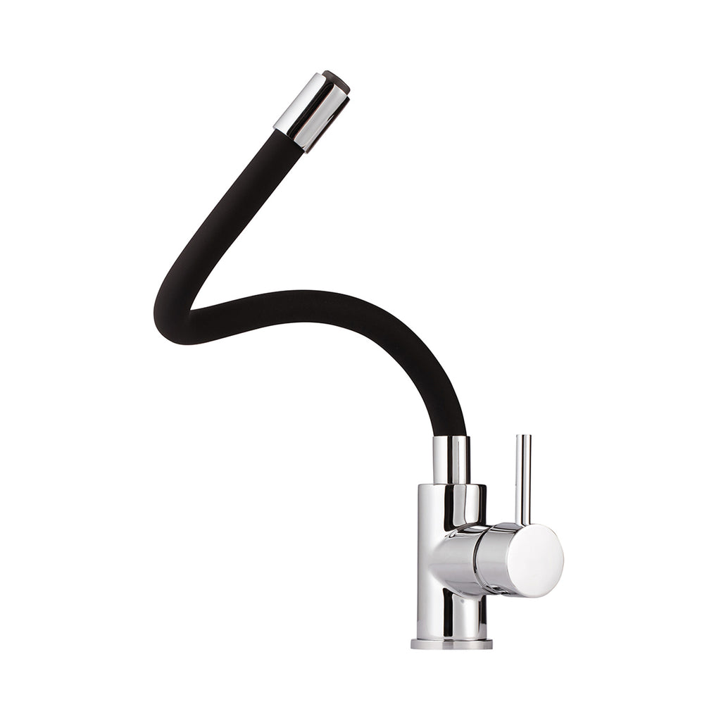 Miscelatore cucina con canna flessibile e girevole in silicone nero Mixlav