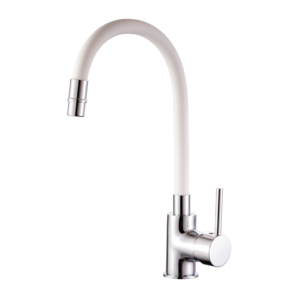 Miscelatore cucina con canna flessibile e girevole in silicone bianco Mixlav