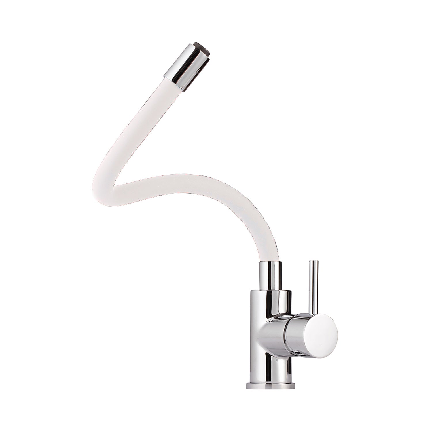 Miscelatore cucina con canna flessibile e girevole in silicone bianco Mixlav