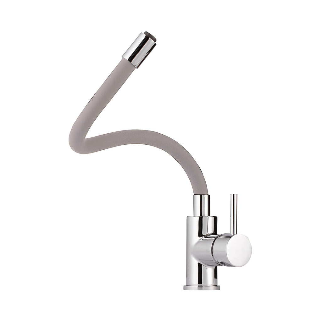 Miscelatore cucina con canna flessibile e girevole in silicone grigio Mixlav