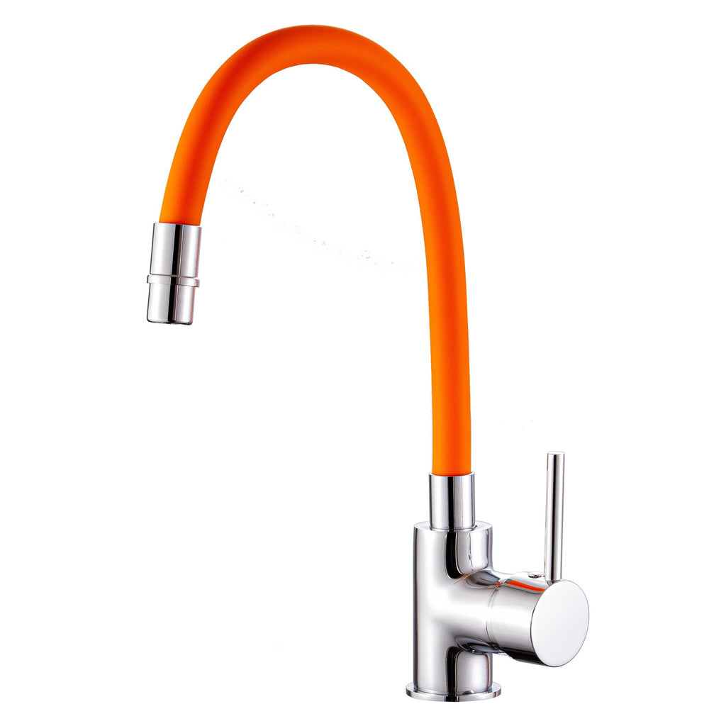 Miscelatore cucina con canna flessibile e girevole in silicone arancione Mixlav