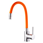 Miscelatore cucina con canna flessibile e girevole in silicone arancione Mixlav