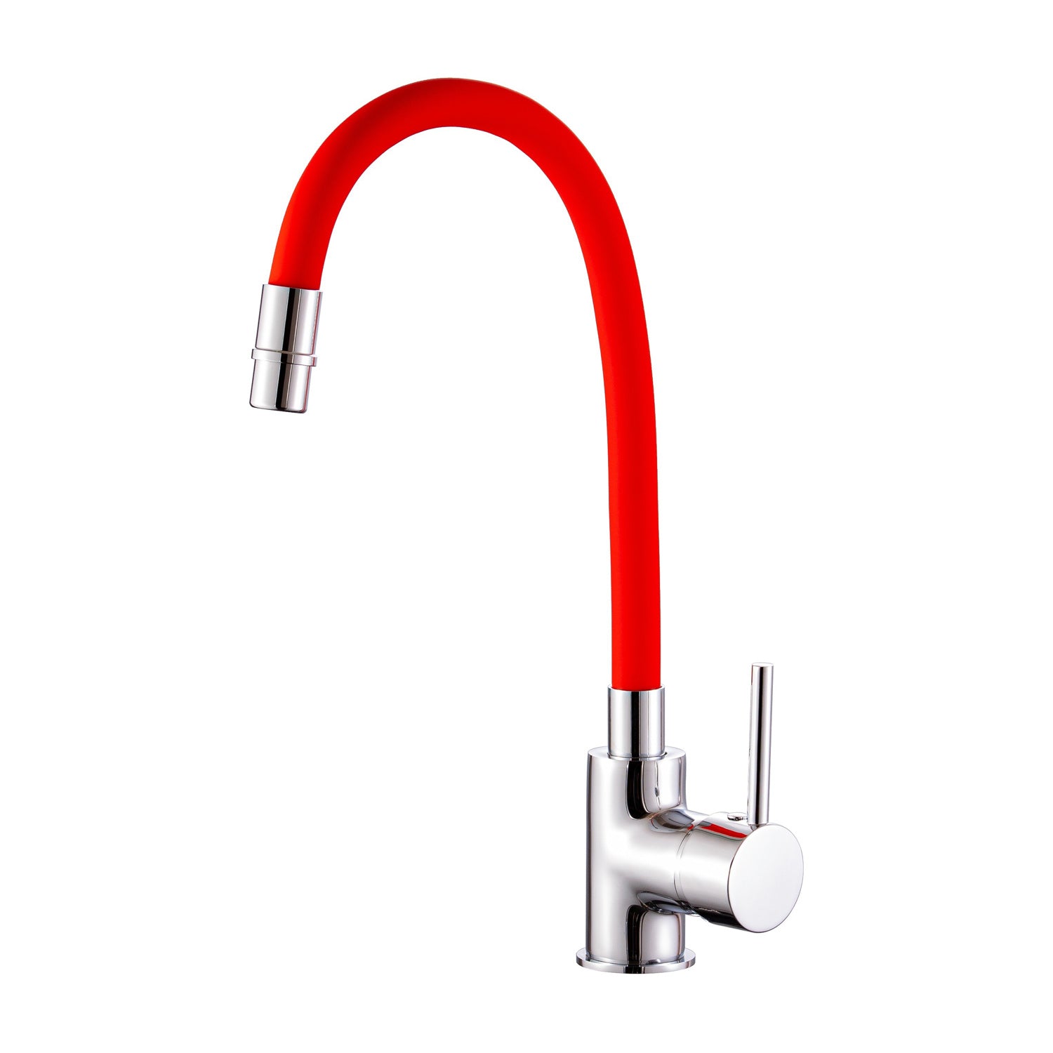 Miscelatore cucina con canna flessibile e girevole in silicone rosso Mixlav