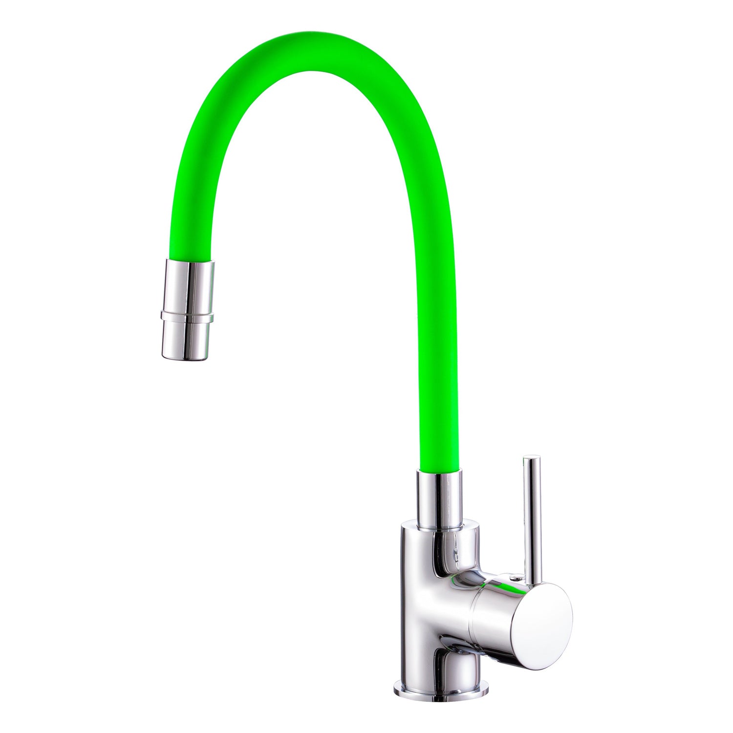 Miscelatore cucina con canna flessibile e girevole in silicone verde Mixlav