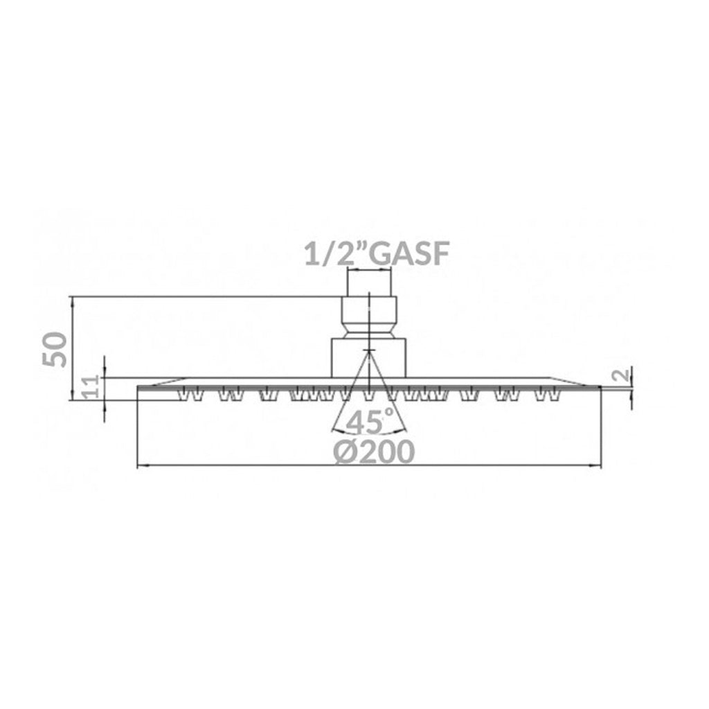 Soffione doccia cromato Bossini Twiggy Inox diametro 200 mm con braccio da 350 mm