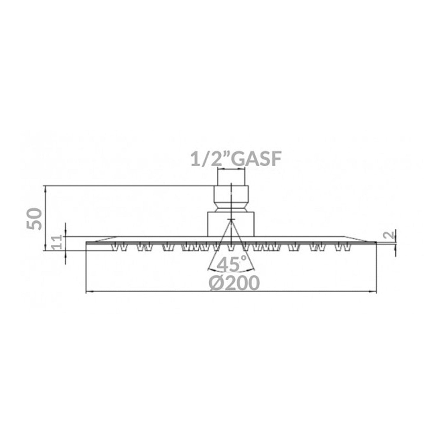 Soffione doccia cromato Bossini Twiggy Inox diametro 200 mm con braccio da 350 mm