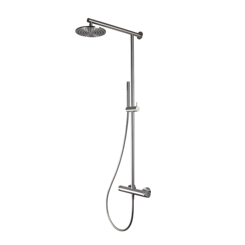Colonna doccia in acciaio Inox 316L con deviatore modello Wellness di Tubico finitura satinata