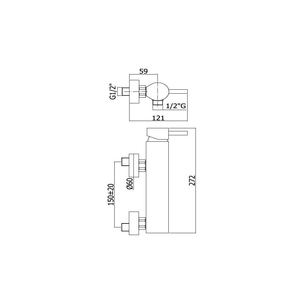 Miscelatore doccia con duplex serie Stick modello SK168DST steel looking Paffoni