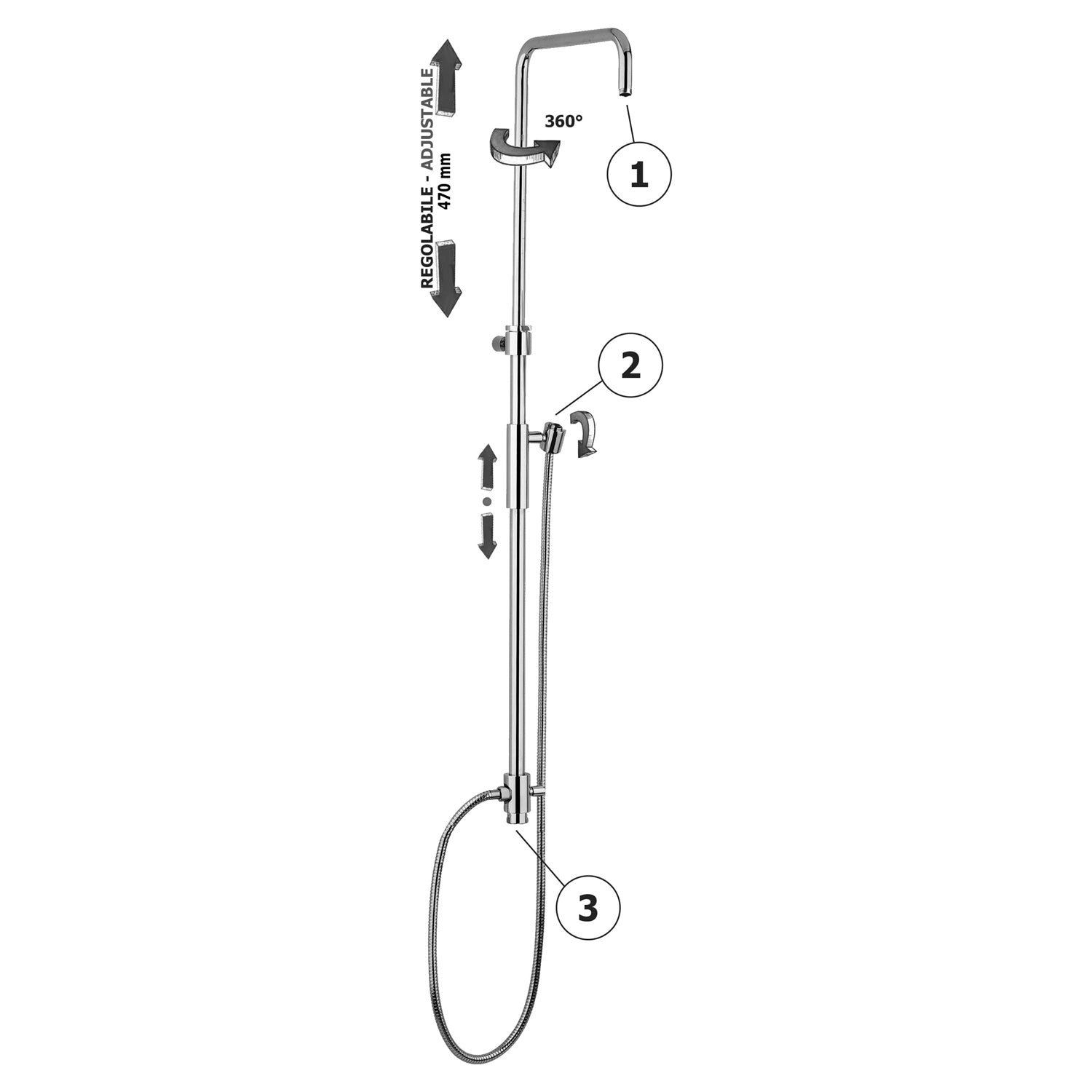 Colonna doccia regolabile Master Plus Paffoni - Cromato