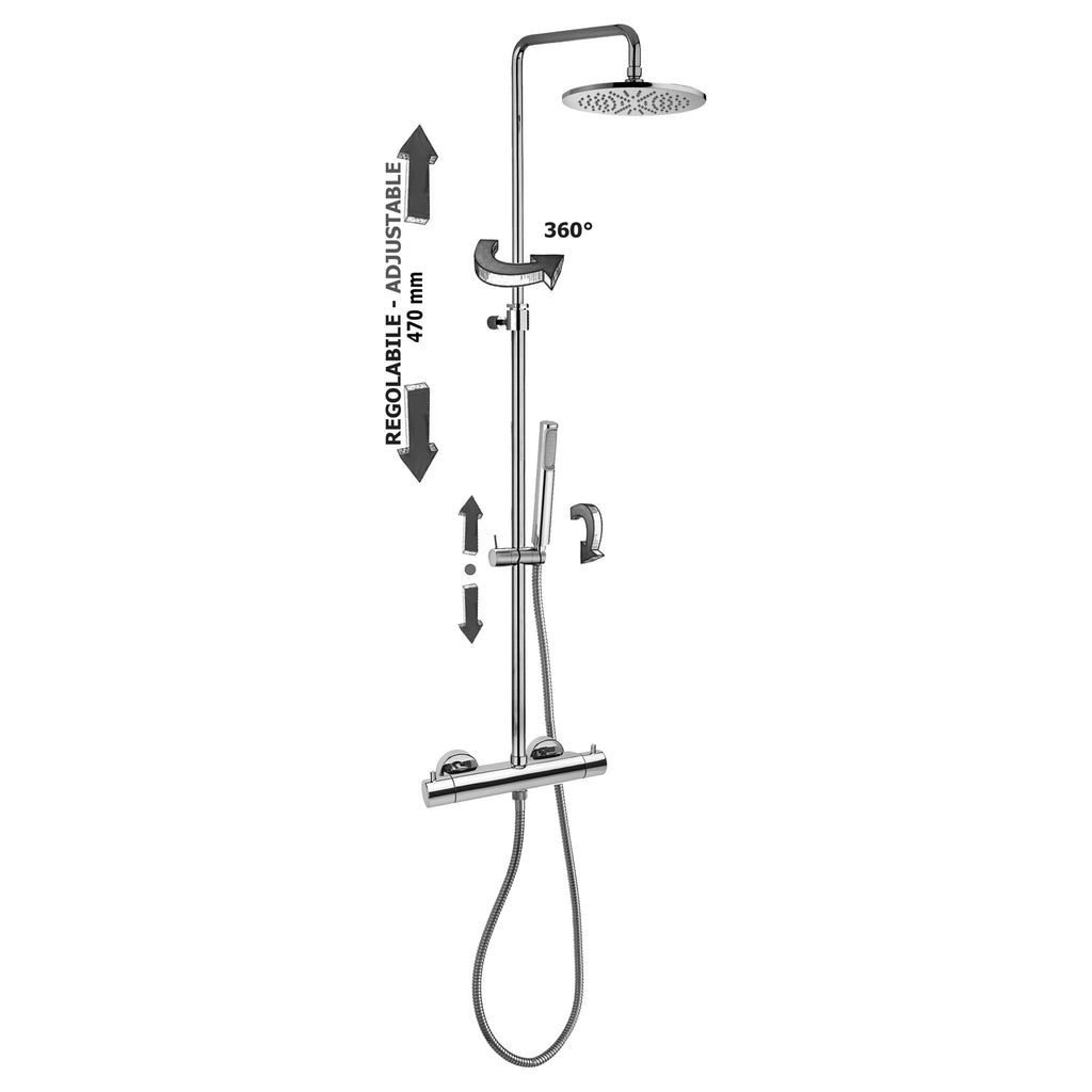 Colonna doccia regolabile Mini Birillo Comfort con miscelatore termostatico Paffoni - Cromato