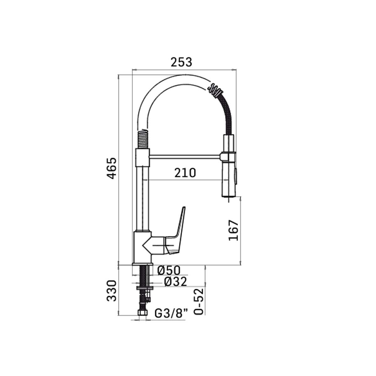 Miscelatore per lavello cucina Professionale con doccia orientabile Finitura cromato collezione Spartaco di Mamoli Rubinetterie